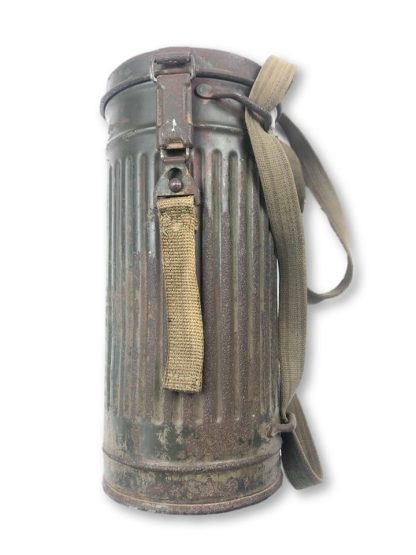 Original WWII German camouflage gasmask canister with mask