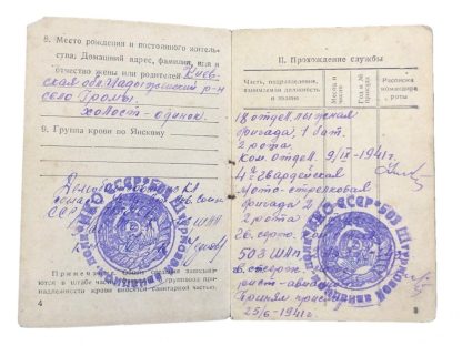 Original WWII Red Army soldiers ID booklet