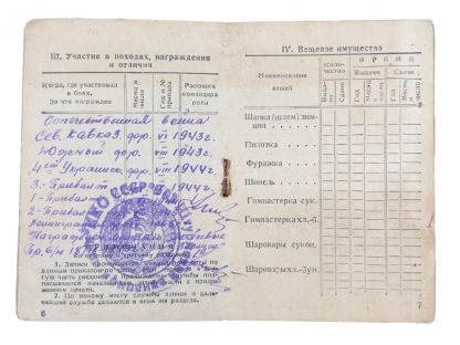 Original WWII Red Army soldiers ID booklet