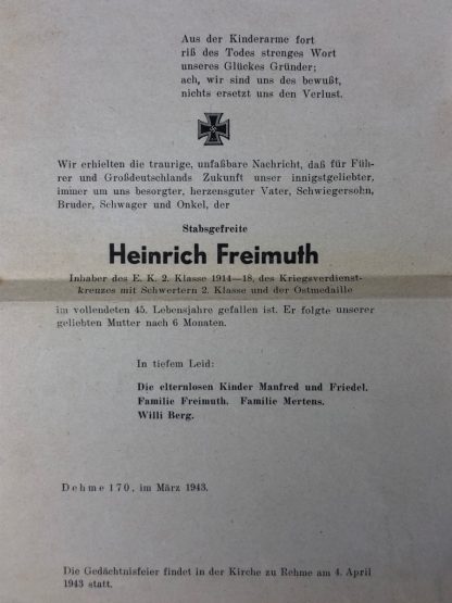 Original WWII German death notices and letters