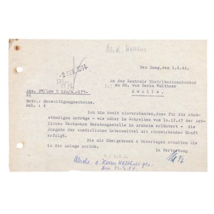 Original WWII German document Zwolle & Den Haag 1944 Origineel WWII Duits document Zwolle & Den Haag 1944