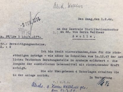 Original WWII German document Zwolle & Den Haag 1944 Origineel WWII Duits document Zwolle & Den Haag 1944