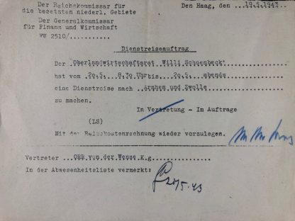 Original WWII German document Den Haag & Arnhem & Zwolle Origineel WWII Duits document Den Haag & Arnhem & Zwolle