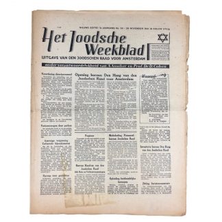 Original WWII Dutch Jewish newspaper ‘Het Joodsche Weekblad’ No. 34 – 28 November 1941 Origineel WWII Nederlands ‘Het Joodsche Weekblad’ No. 34 – 28 november 1941
