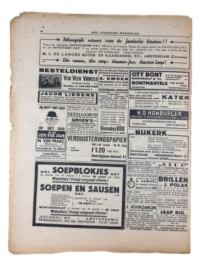 Original WWII Dutch Jewish newspaper ‘Het Joodsche Weekblad’ No. 34 – 28 November 1941 Origineel WWII Nederlands ‘Het Joodsche Weekblad’ No. 34 – 28 november 1941