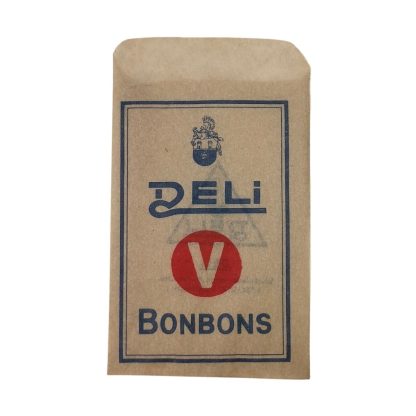 Original WWII German 'Deli V bonbons' packaging Origineel WWII Duits 'Deli V bonbons' zakje