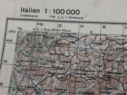 Original WWII German ‘Heereskarte’ Italy – Siena 1943 Originele WWII Duitse ‘Heereskarte’ Italië – Siena 1943
