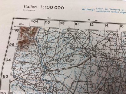 Original WWII German ‘Heereskarte’ Italy – Pordenone 1944 Originele WWII Duitse ‘Heereskarte’ Italië – Pordenone 1944