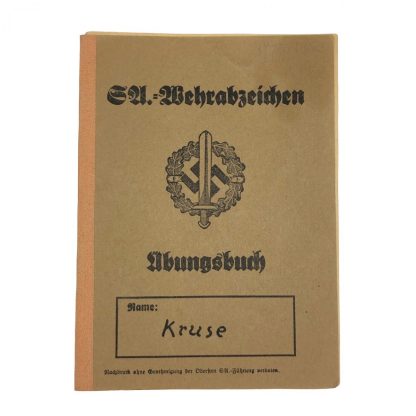 riginal WWII German SA-Wehrabzeichen Übungsbuch SS-Ausbildungslager Avegoor (Netherlands)