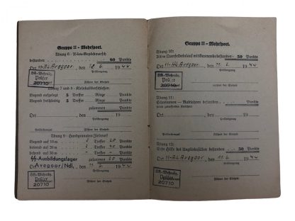 riginal WWII German SA-Wehrabzeichen Übungsbuch SS-Ausbildungslager Avegoor (Netherlands)