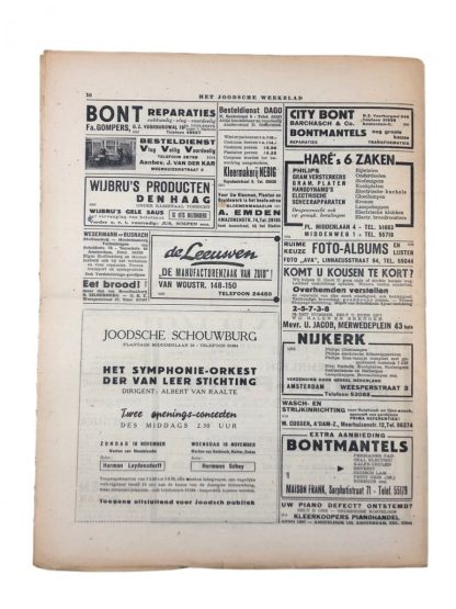 Original WWII Dutch Jewish newspaper ‘Het Joodsche Weekblad’ No. 31 – 7 November 1941 Origineel WWII Nederlands ‘Het Joodsche Weekblad’ No. 31 – 7 november 1941