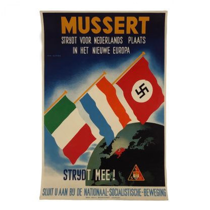 Original WWII Dutch NSB recruiting poster ‘Mussert – Nieuwe plaats in Europa’