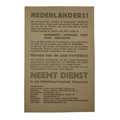 Original WWII Dutch Waffen-SS recruitment flyer ‘Freiwillige Legion Niederlande’