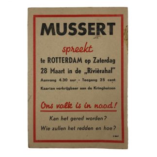 Original WWII Dutch NSB flyer ‘Anton Mussert in Rotterdam’
