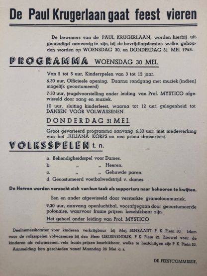 Original WWII Dutch liberation poster Den Haag 1945 Originele WWII Nederlandse bevrijdingsposter Den Haag