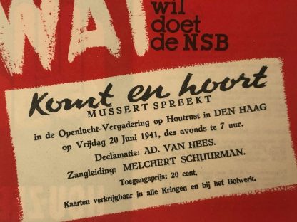 Original WWII Dutch NSB flyer ‘Anton Mussert in Den Haag’ 1941