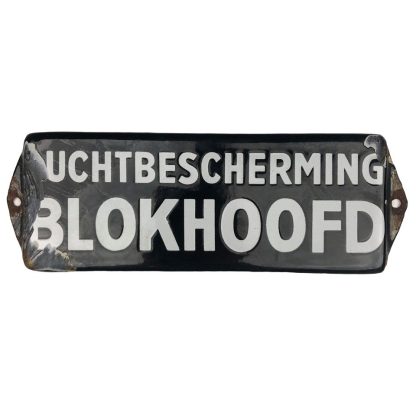 Original WWII Dutch ‘Luchtbescherming’ enamel door sign Blokhoofd