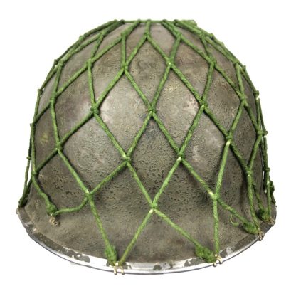 Original WWII US M1 swivel bale front seam helmet with netting