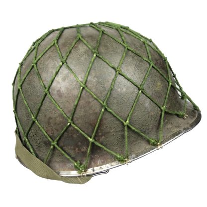 Original WWII US M1 swivel bale front seam helmet with netting