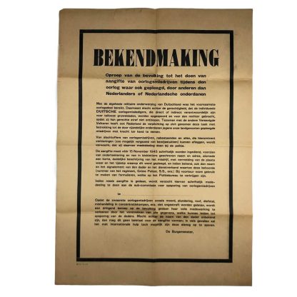 Original WWII Dutch announcement poster 1945