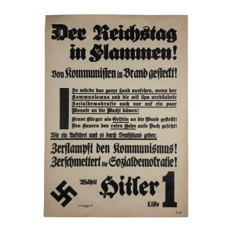 Original WWII German ‘Der Reichstag in Flammen!’ 1933 leaflet