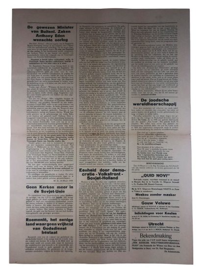 Original WWII Dutch N.S.N.A.P. newspaper