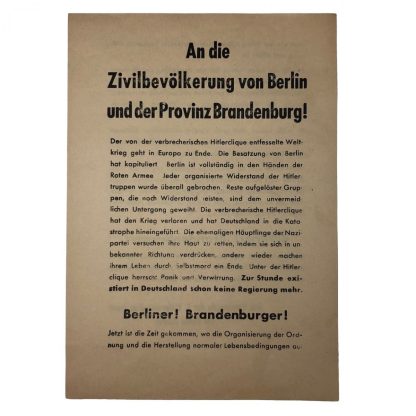 Original WWII Russian leaflet ‘Battle of Berlin’ 1945