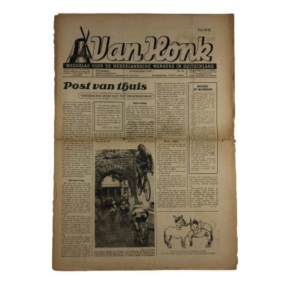 Original WWII Dutch newspaper ‘Van Honk’ Dutch workers in Germany – 10 September 1943