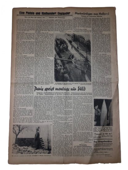 Original WWII German 'Gegen England - Marine Frontzeitung' 1941 Originele WWII Duitse krant 'Gegen England - Marine Frontzeitung' 1941