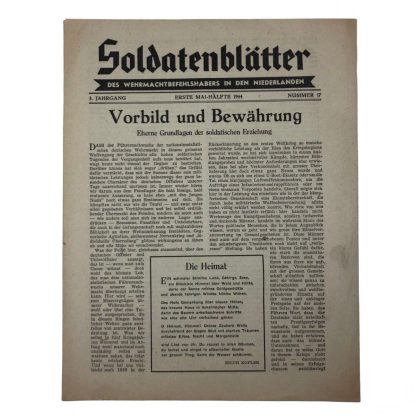 Original WWII German 'Soldatenblätter des Wehrmachtbefehlshabers in den Niederlanden' 1944