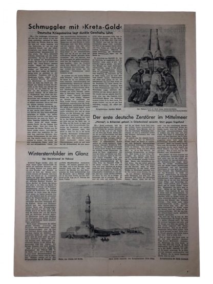 Original WWII German 'Marine-Frontzeitung im Ostland' 1943 Originele WWII Duitse krant 'Marine-Frontzeitung im Ostland' 1943