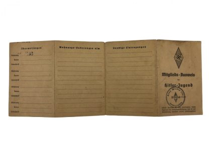 Original WWII German Hitlerjugend Mitglieds-Ausweis Origineel WWII Duits Hitlerjugend Mitglieds-Ausweis