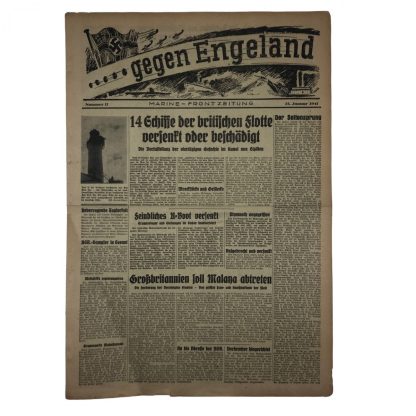 Original WWII German ‘Gegen England – Marine Frontzeitung’ 1941 Originele WWII Duitse krant ‘Gegen England – Marine Frontzeitung’ 1941