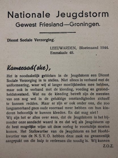Original WWII Dutch Jeugdstorm flyer Friesland & Groningen