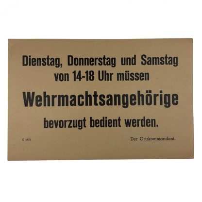 Original WWII German Wehrmacht carton sign