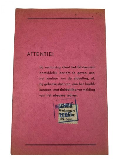 Original WWII Dutch ‘Nederlandsche Arbeidsfront’ contribution card