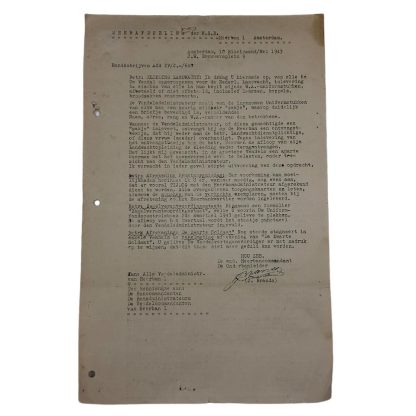 Original WWII Dutch NSB W.A. document about Landwacht uniforms Hilversum