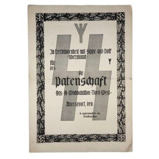 Original WWII Dutch SS-Wachbataillon-Nord-West Amersfoort citation