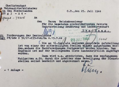 Original WWII German document Den Haag 1944