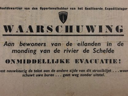 Original WWII Allied droppingsflyer Zeeland – Schelde evacuation 1944