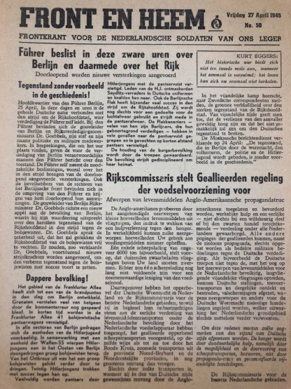 Original WWII Dutch Waffen-SS volunteer newspaper Front en Heem 27 April 1945