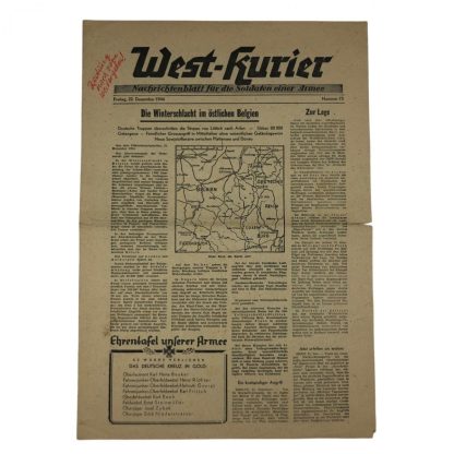 Original WWII German ‘West-Kurier Nachrichtenblatt für die Soldaten einer Armee’ Battle of the Bulge!