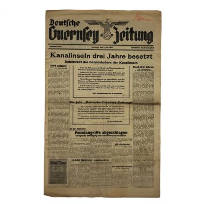 Original WWII German ‘Deutsche Guernsey – Zeitung’ 3 July 1943