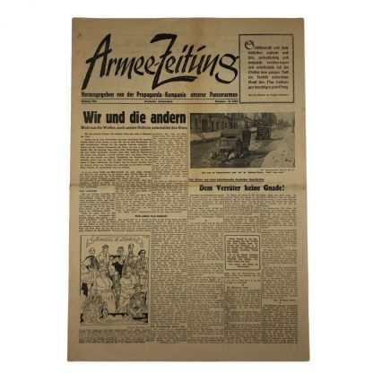 Original WWII German ‘Armee-Zeitung – Herausgegeben von der Propaganda Kompanie unseres Panzerarmee’