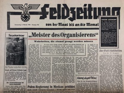 Original WWII German ‘Feldzeitung – Von der Maas bis an die Memel’ 3 februari 1944