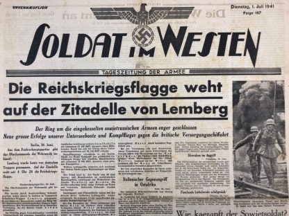 Original WWII German ‘Tageszeitung der Armee – Soldat im Westen’ 1 July 1941