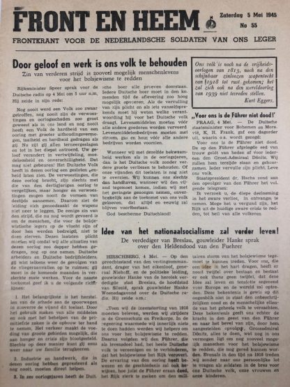 Original WWII Dutch Waffen-SS volunteer newspaper Front en Heem 5 May 1945