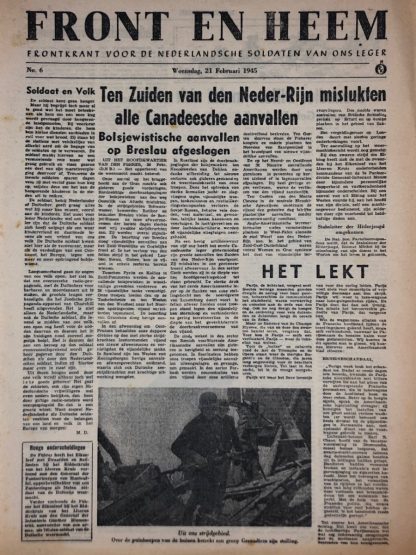 Original WWII Dutch Waffen-SS volunteer newspaper Front en Heem 21 February 1945