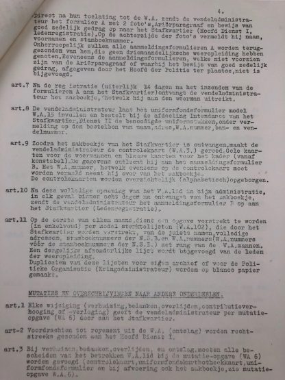 Original WWII Dutch NSB W.A. Armband with documents