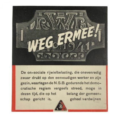Original WWII Dutch NSB anti bicycle tax flyer